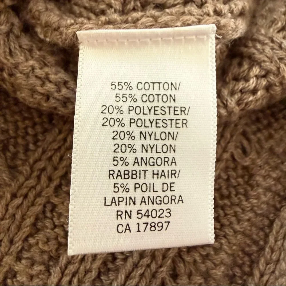 Banana Republic Cable Knit Brown Colorblock 3/4 Sleeves Sweater